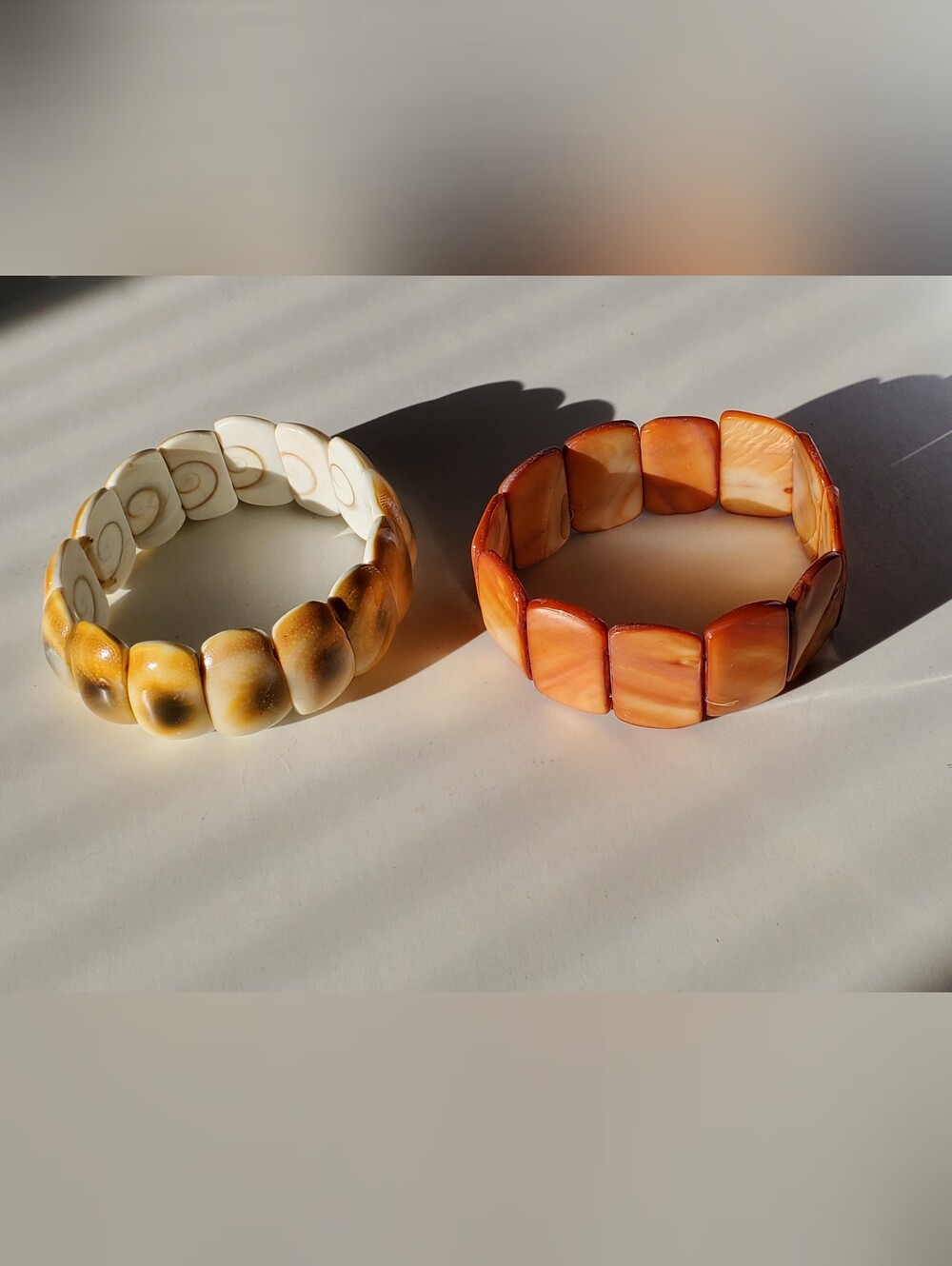 Vtg. Shiva Eye Shell & MOP Elastic Bracelets